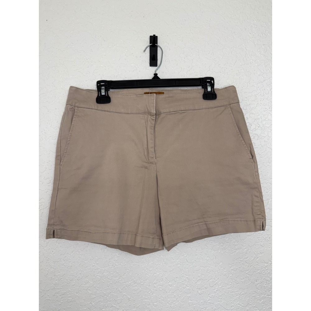 ReCreation Womens Khaki Chino Shorts Tan Size 10 Cotton Lyocell Stretch